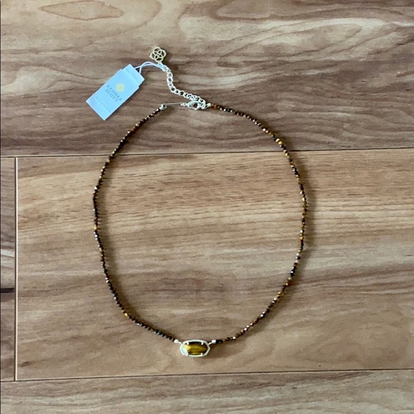 Kendra Scott Elisa Gold Beaded NecklaceTiger's Eye - Picture 2 of 8